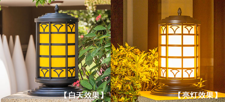 叼嘿直播APP照明(QDZTD-009)户外圆柱仿云石柱头灯亮灯效果