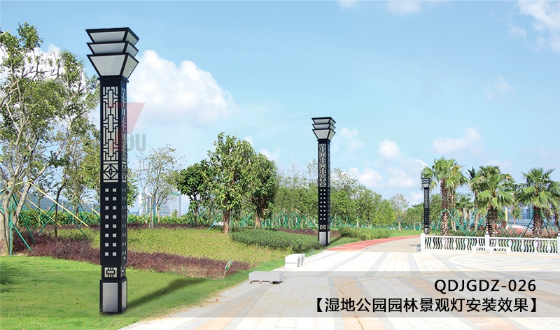 (QDJGDZ-026)公园广场中式文化方形叼嘿软件免费下载柱安装实景效果